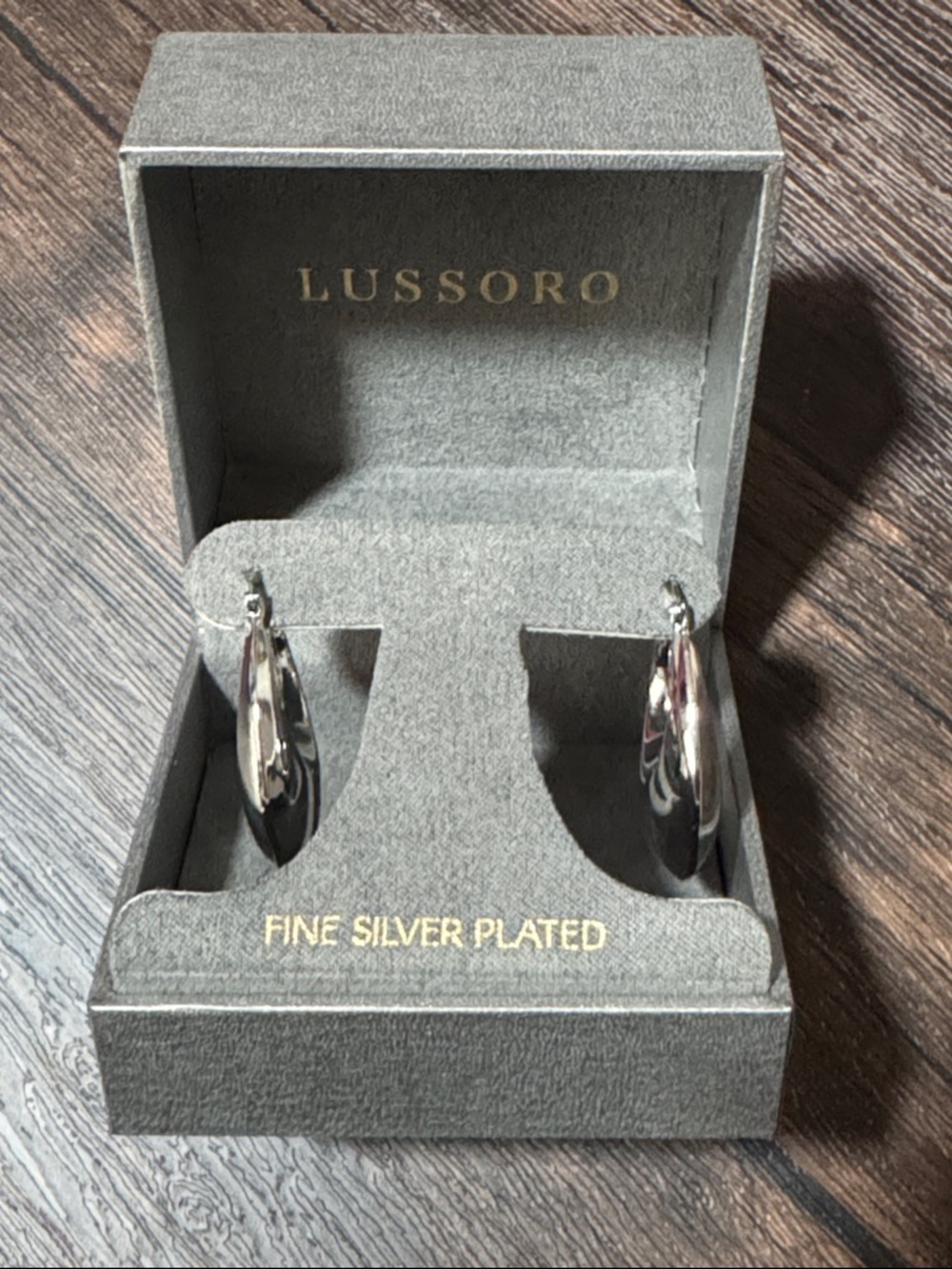 Lussoro Fine Silver Plated Hoop Earrings - Shiny Silver
